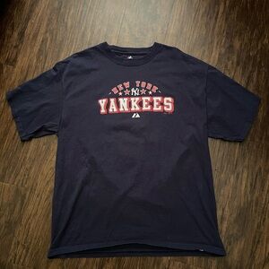 Majestic Blue and Red Yankees Short Sleeve Tee